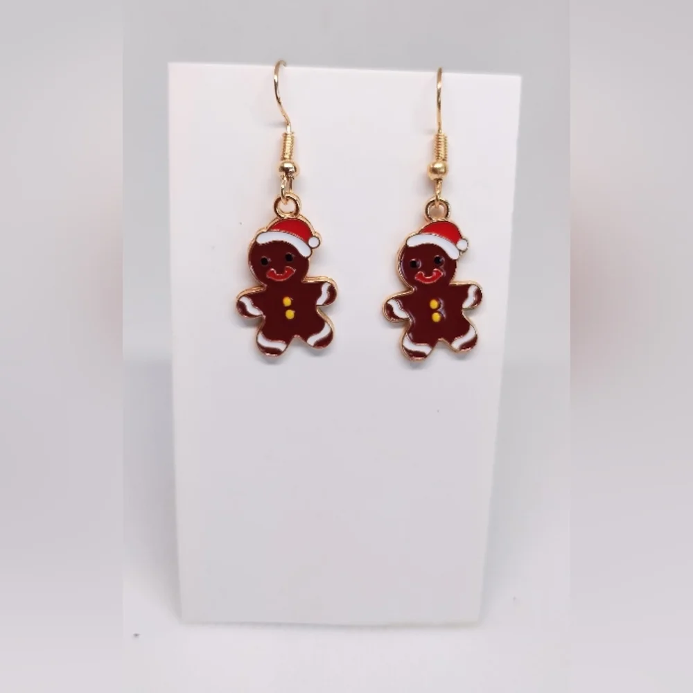 Earrings Christmas Gingerbread Man Women's‎ New f59